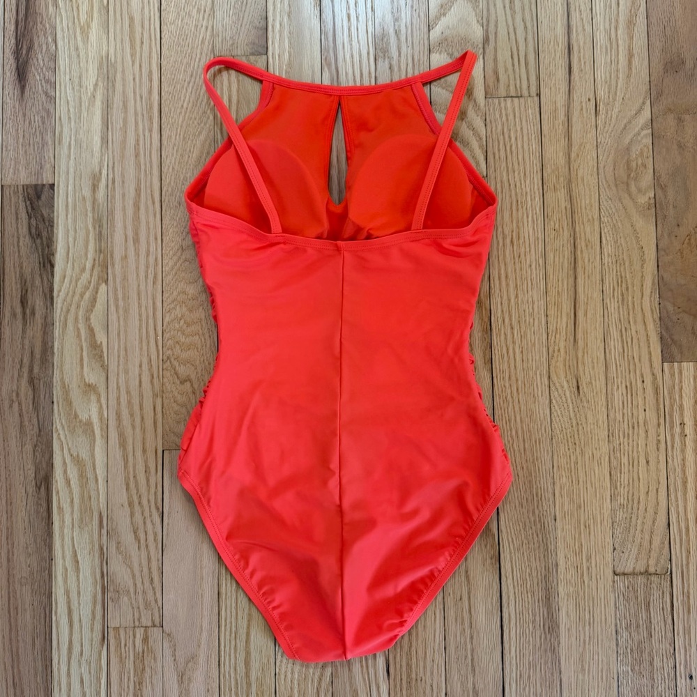 Ellen Tracy  Orange Flattering One-Piece Swimsuit - Picture 7 of 11